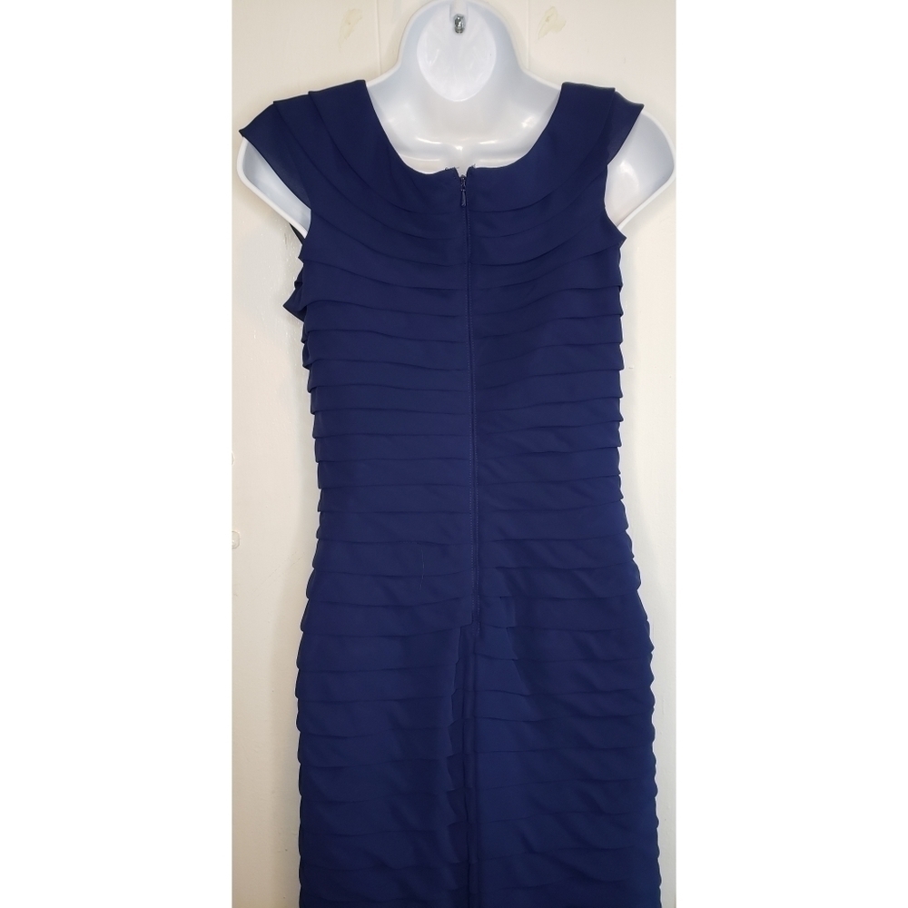 Adrianna Papell Navy Blue Sleeveless Tiered Mini Shift Dress - Picture 7 of 11